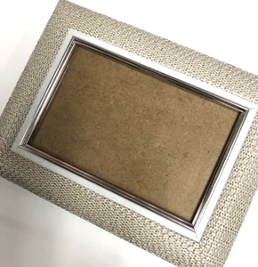 RBS Picture Frame: ivory weave texture w/silver inner square - Picture 1 of 5