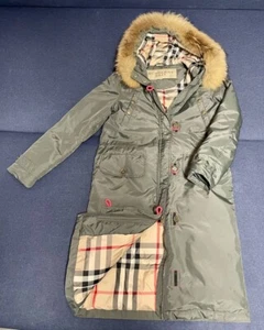 Burberry Brit women's Down Parka Jacket Coat Khaki nova check Size XS(S) - Picture 1 of 18