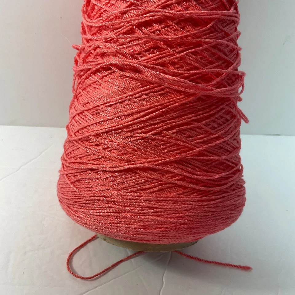 Yarn Cone No Label Coral Rayon Blend  Lace 3 Ply  1.500 YardsNewVintage - Image 1 of 4