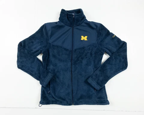 University of Michigan Jacket Women's Medium Blue Columbia Fleece Full Zip Adult Cover