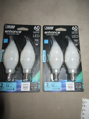 Feit Electric LED Light Bulb E12 Base Frosted Flame Tip 2 Pack x 2 (21109) - Image 1 of 2