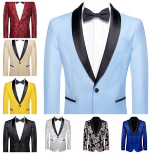 Men's Suit Solid Embroidery Casual Blazer Jacket Single-Breasted Wedding Prom - Picture 1 of 60
