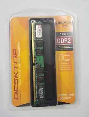 Kingston Desktop 1GB PC2-5300 DDR2 Memory Samsung (KVR667D2/1GR) Sealed - Image 1 of 4