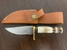 Marbles 7" Hunting Knife Stag Bone Handle w/Leather Sheath *NOS* Never Used NICE