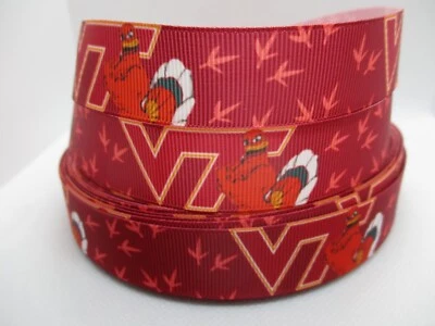 Virginia Tech Hokies 7/8" Grosgrain Ribbon~ YOUR CHOICE 5 or 10 Yard Polytechnic - Image 1 of 3