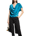 Ramy Brook Cowl Neck Satin Dorothy Top Size XS NWT w/defects in Teal/"Petro"