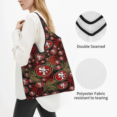 San Francisco 49ers Portable Shopping Bag Foldable Storage Bag Print Travel Bag Cover