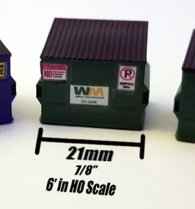 DP2UNBHO DAVE'S DETAILS - 2 UNBUILT HO SCALE 1:87 DUMPSTER WITH WM DECALS - Picture 1 of 3