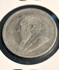 SOUTH AFRICA 1895 2 SHILLINGS,KM6, ABOUT VF-VF, 0.925 SIL, FREE USA SHIPPING - Picture 1 of 4