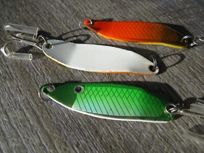 Trout 7 Gram Casting Spoons Lot of 3 Holographic Orange & Green B67 - Image 1 of 3