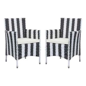 Safavieh Kendrick Rattan Chairs in Black and White (Set of 2) - Picture 1 of 1