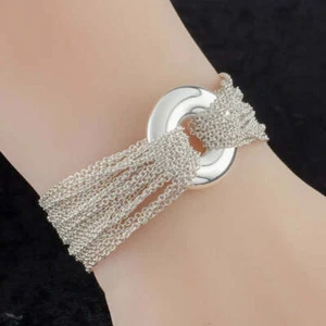 Pulsera TIFFANY & CO Rara Plata Esterlina 925 Multi Cadena Anillo Motivo Círculo - Imagen 1 de 8