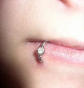 2 PCS 14Gauge 10mm 4mm GEM Ball Surgical Steel LIP, Nipple Piercing Rings - Picture 1 of 5