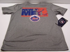 New York Mets S/S Shirt GREY/ORANGE/BLUE Boy's XS (4/5) ~ NWT $23 - Picture 1 of 2