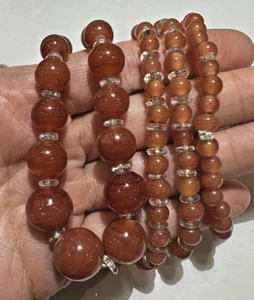 Carnelian Color Art Glass Beads Graduated Necklace Chunky Vintage - Picture 1 of 6