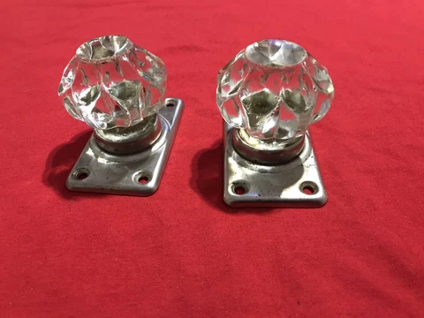 Rare vintage Soviet transparent glass door handles USSR 1970s Cover