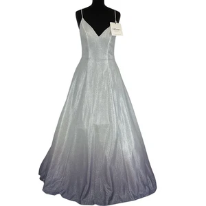 Tiffanys Prom Lilly Bridesmaid Dress Silver Purple Size 8 Polyester - Picture 1 of 10