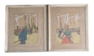 (2) Jack Amoroso Vintage Caribbean Island Beach Mid-Century Art Serigraph Prints - Picture 1 of 16