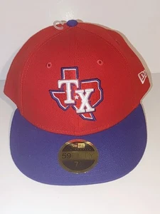 New Era 59FIFTY Texas Rangers Bajo Perfil Talla 7/12 Sombrero Ajustado Rojo y Azul MLB - Imagen 1 de 11