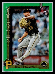 2025 Topps Series 2 615 Mike Burrows Pirates RC Green Rainbow Foil /99 - Picture 1 of 2