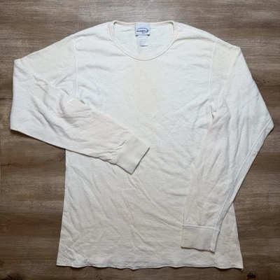 Camisa Térmica Vintage Doble Plegable Adulto XL Blanco Crema Manga Larga Hecha en EE. UU. Acogedora Foto 1 de 4
