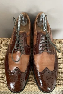 Loake Pangbourne Men's Leather Derby Brogue Shoes, Brown Two-Tone, Size UK 6.5 H - Picture 1 of 12