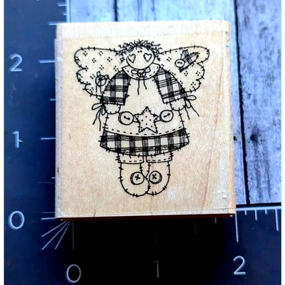 Stampin' Up! Edredón cosido de ángel folk country sello de goma madera #H96 Foto 1 de 4