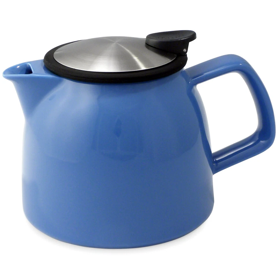 Tetera de cerámica FORLIFE Bell con infusor de cesta 26 onzas/770 ml, azul Foto 1 de 1