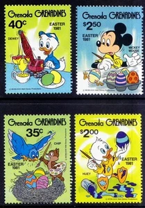 Grenada 1981 MNH 4v, Cartoons, Disney, Painting, Easter, Festival  - Picture 1 of 1