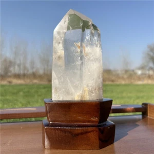 0.67kg Natural Clear quartz Obelisk Crystal Wand Point Tower Reiki + free Stand - Picture 1 of 12
