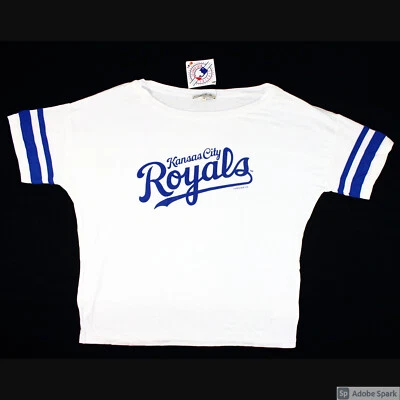 NEW Kansas City Royals Express One Eleven Women's Dolman T-Shirt White w stripes - Image 1 of 4