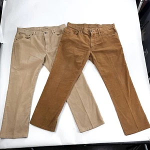 2 Pair Gap 1969 Straight Leg Brown Khaki Corduroy Pants Men's sz 36x30 Lot - Picture 1 of 20