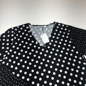 Unbranded Dress Womens Size XXL Black White Polka Dot Print Midi Long V-Neck NWT - Picture 1 of 13