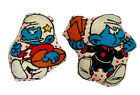 Smurf Ornaments Handmade Set of 2 Vintage Dated 1982 Cotton Plush Football Coach
