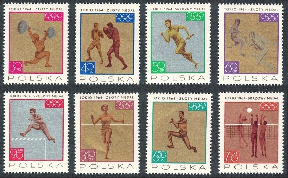 Poland 1965 ☀ Olympic Games Tokyo Polish Medal Winners ☀ Mint never hinged(**)  - Image 1 of 1