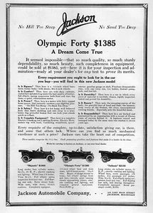 Coche roadster Jackson Majestic Olympic Forty & Sultanic 1913 anuncio original - Imagen 1 de 1