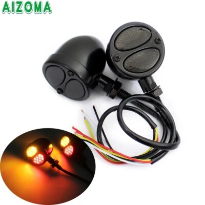 Lámpara de luces de señal de giro LED de freno de bala para motocicleta para Harley Dyna Foto 1 de 4