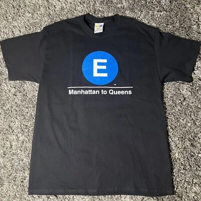 Camiseta Negra De Colección NYCSL Manhattan To Queens NYC Subway Line Para Hombre Grande Usada en Excelente Condición Foto 1 de 4
