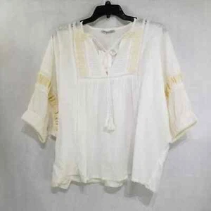 Pull & Bear Damen Bauernbluse Schweizer Punkte Fledermausärmel Größe M creme - Bild 1 von 11