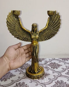 Home Decoration Solid Brass Egypt Angel Figure Candle Night Holder Table Decor - Picture 1 of 12