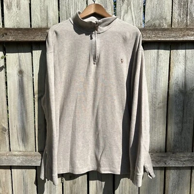 Suéter Polo Ralph Lauren Para Hombre 2XLT Alto Estate Costilla 1/4 Cremallera Beige Foto 1 de 4