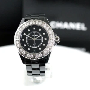 Chanel J12 38mm Black ceramic Diamond Bezel & Dial watch Box Booklet - Picture 1 of 15