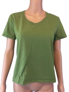 Hanes Perfect T T-Shirt Top Size Small Olive Drab Green V-Neck Short Sleeve - Picture 1 of 7