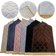 Soft Prayer Mat for Muslim Ramadan Non-slip Flannel Worship Paded Carpet Rug N