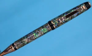 Penna a torsione sigaro in brillante finitura rame con guscio unico Paua Abalone - Foto 1 di 9