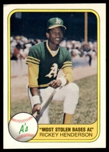 1981 Fleer RICKEY HENDERSON #351 Oakland Athletics A's "Most Stolen Bases AL" - Picture 1 of 2