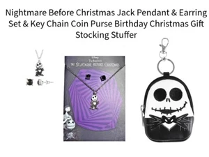 Nightmare Before Christmas Jack Pendant & Earring Set & Key Chain Coin Purse - Picture 1 of 10