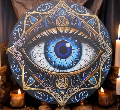 Mystical Evil Eye Wooden Wall Art 8x8 Protection Decor Boho Witchy - Image 1 of 4