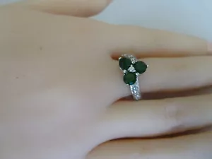 Sterling Silver ring (plated) Sizes 6, 7, 8, CZ stones, Clear, Green, Red, Pink. - Picture 1 of 9