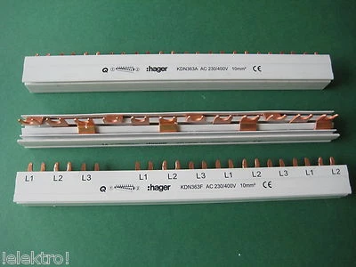 Hager KDN363A KDN363F Sammelschiene Kammschiene Strom FI Phasenschiene 1 / 3-pol